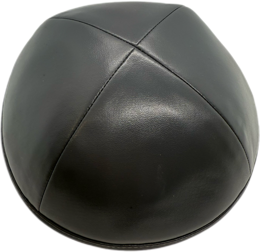 Charcoal gray leather Kippah