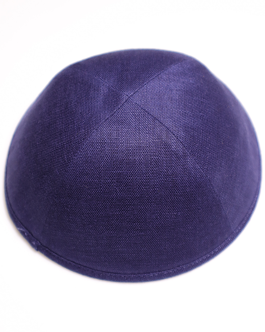 Navy linen kippah