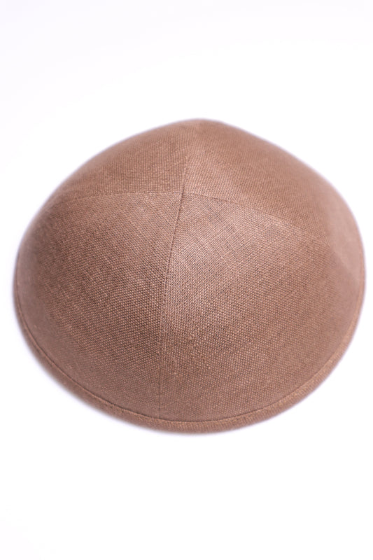 Ribbed brown suede Kippah